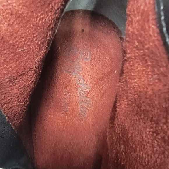 Seychelles Black Suede Platform Bootie Studded Chunky Heel Lace Up 90s Y2K 8 - Picture 13 of 14